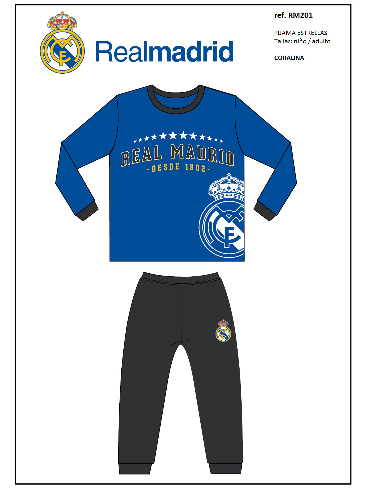 REAL MADRID  Pijama hombre coralina RM201 