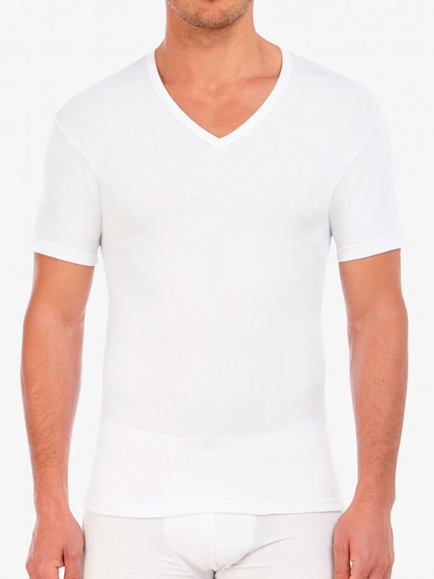SET  Camiseta algodón manga corta cuello pico 5610 